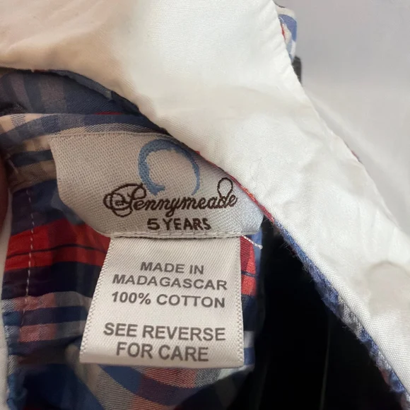 Pennymeade Collection Sagamore Hill Cotton Plaid Girls Boutique Dress Size 5 - Picture 3 of 5